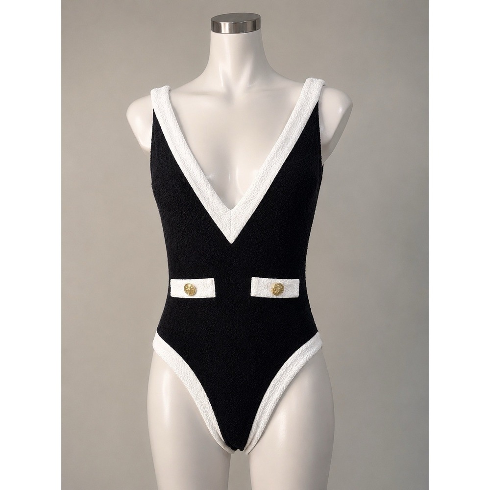 L'AGENCE Lisa Plunge One Piece swimsuit Size Small New With Tags #96